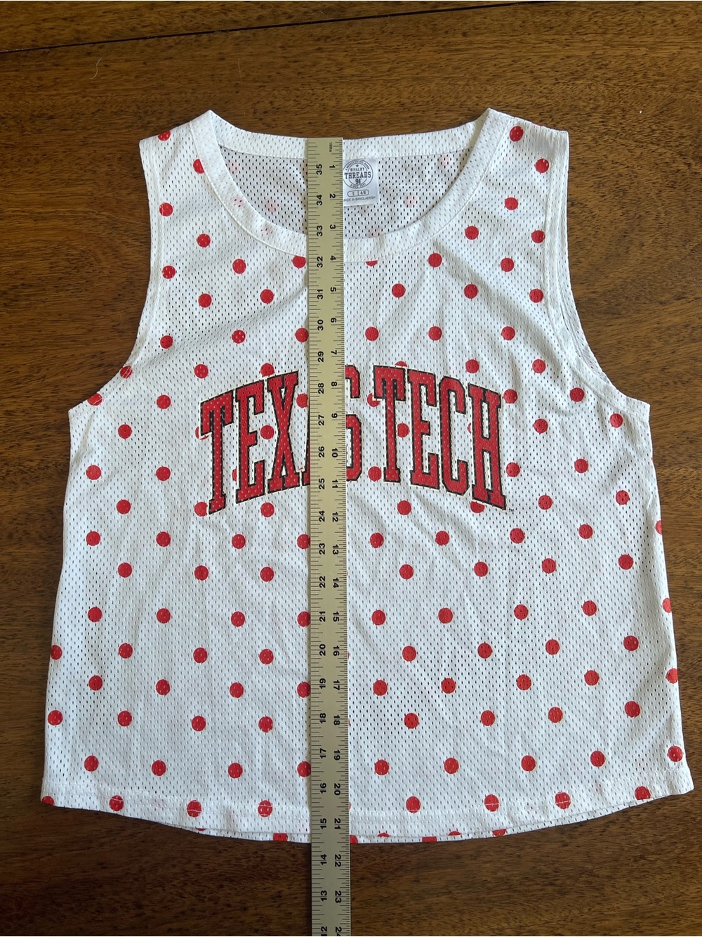 Texas Tech Red Raiders Polka Dot Mesh Tank Top Size Small White Red Sleeveless - Picture 5 of 7